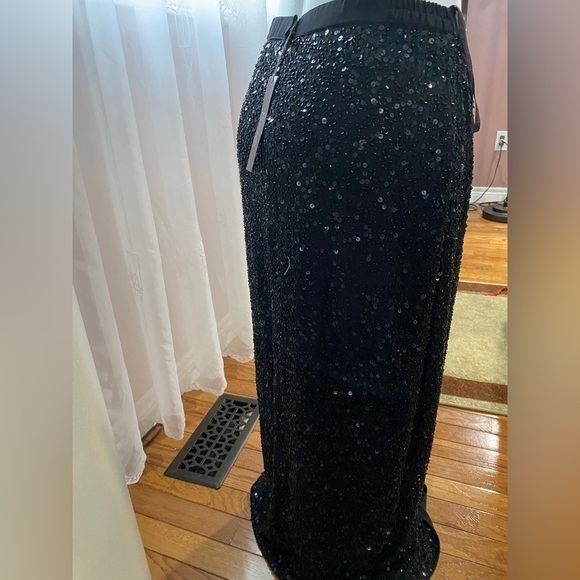 Camille La Vie high-waisted sequinned skirt black Sz US 8 - Picture 9 of 14